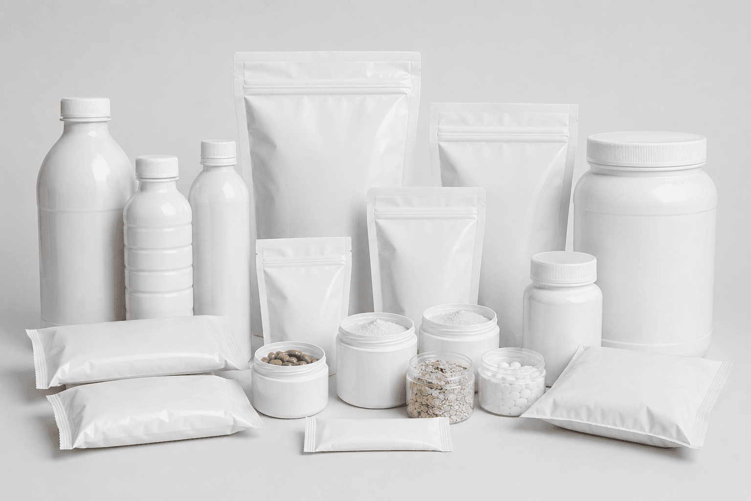 Plain white packaging before LeRoy branding