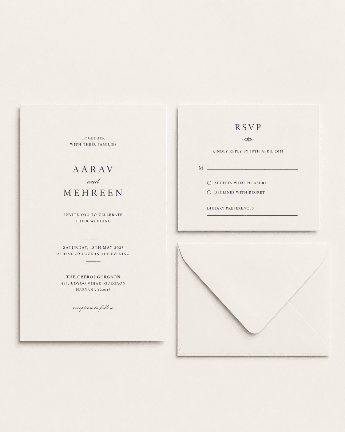 Standard offset wedding invitation suite